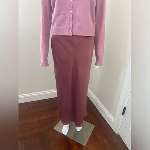 Calvin Klein Jeans Rose Pink Silk MIDI Skirt Size Small